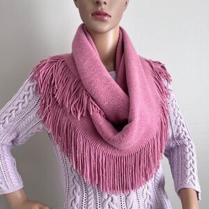 Cejon Women’s Knit Loop Pink Scarf with Fringe